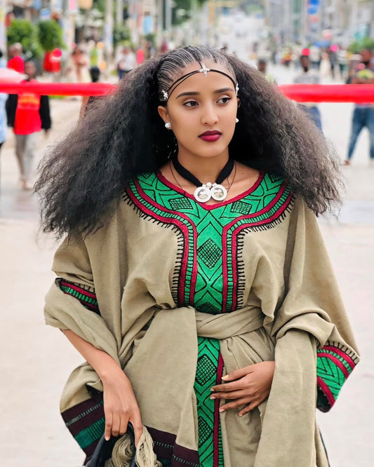 MAHLET GREEN ETHIOPIAN DRESS