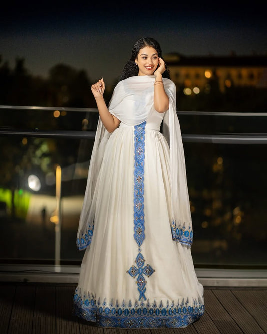 SELAMAWIT BLUE ETHIOPIAN DRESS