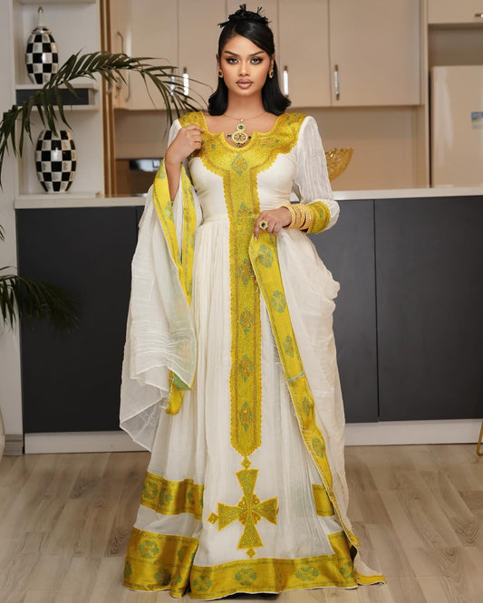 ELEGANT ETHIOPIAN TRADITIONAL DRESS | HABESHA CLOTH FOR WOMEN