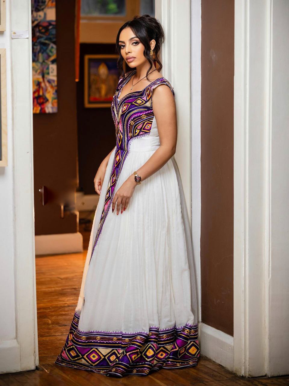 HAREGEWEYN COLORFUL TRADITIONAL ETHIOPIAN WEDDING DRESS | HABESHA KEMIS STYLE | BRIDAL HABESHA DRESS