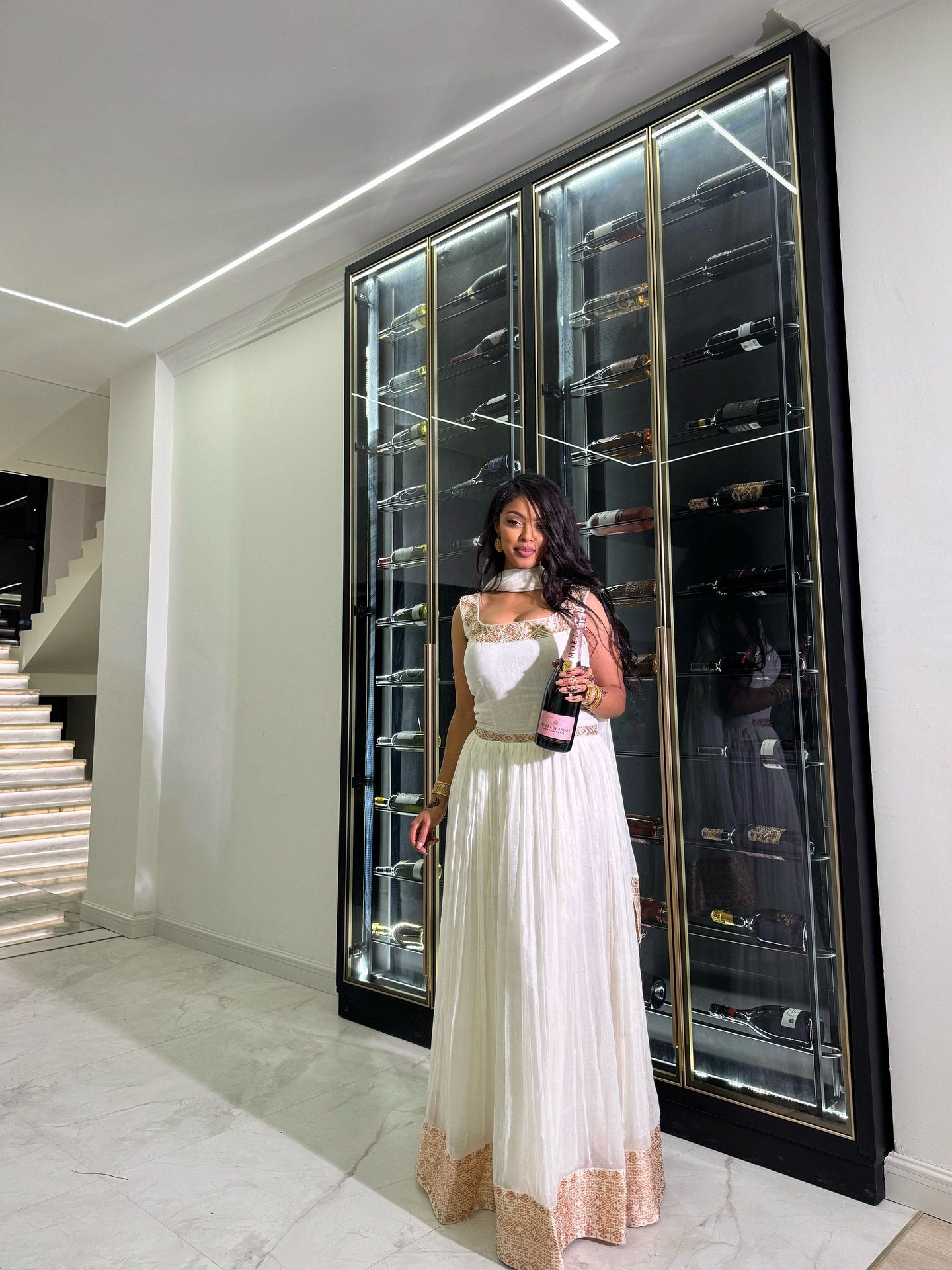 LIDIYA PEACH EMBROIDERY DESIGN HABESHA KEMIS | CLASSIC ETHIOPIAN CLOTHING | TIMELESS HABESHA DRESS FOR FESTIVE