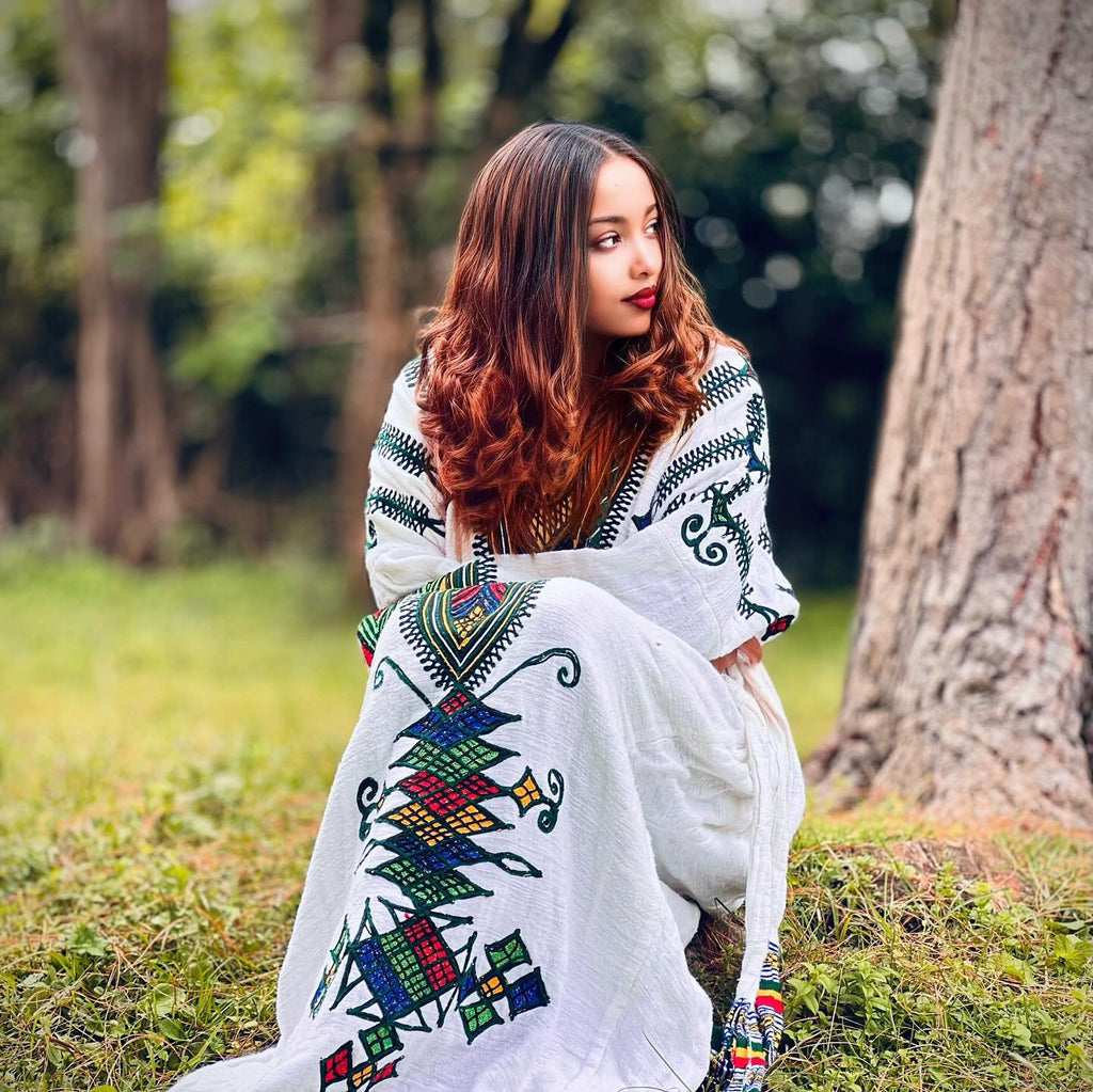 TIHUT GONDAR TRADITIONAL DRESS | COLORFUL HABESHA DRESS | HABESHA KEMIS STYLE
