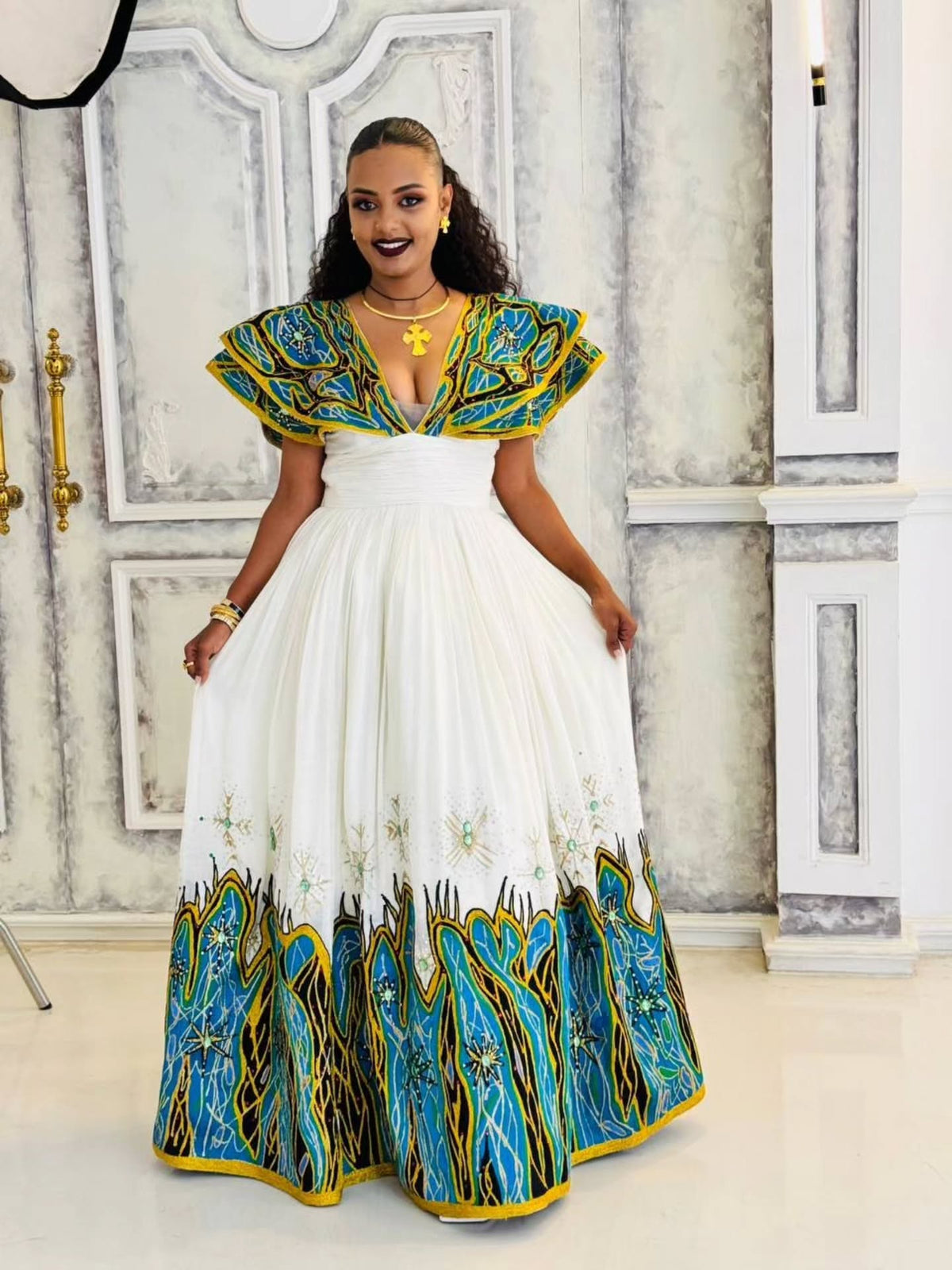 TSIONAWIT TRADITIONAL ETHIOPIAN WEDDING DRESS | LUXURIOUS HABESHA DRESS | BRIDAL STYLE HABESHA KEMIS
