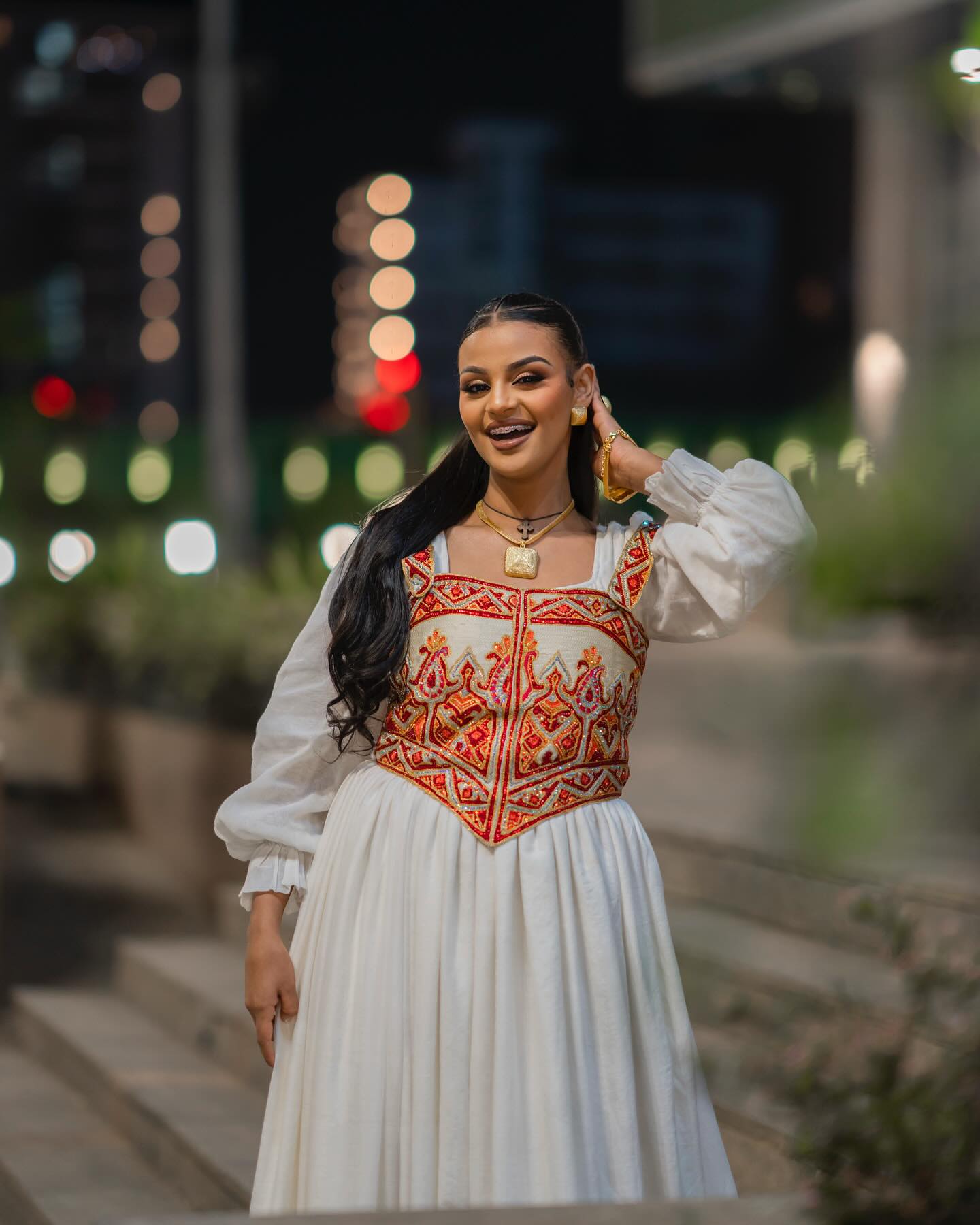 MENA TRADITIONAL ETHIOPIAN WEDDING DRESS | GOLD HABESHA KEMIS | HABESHA DRESS STYLE