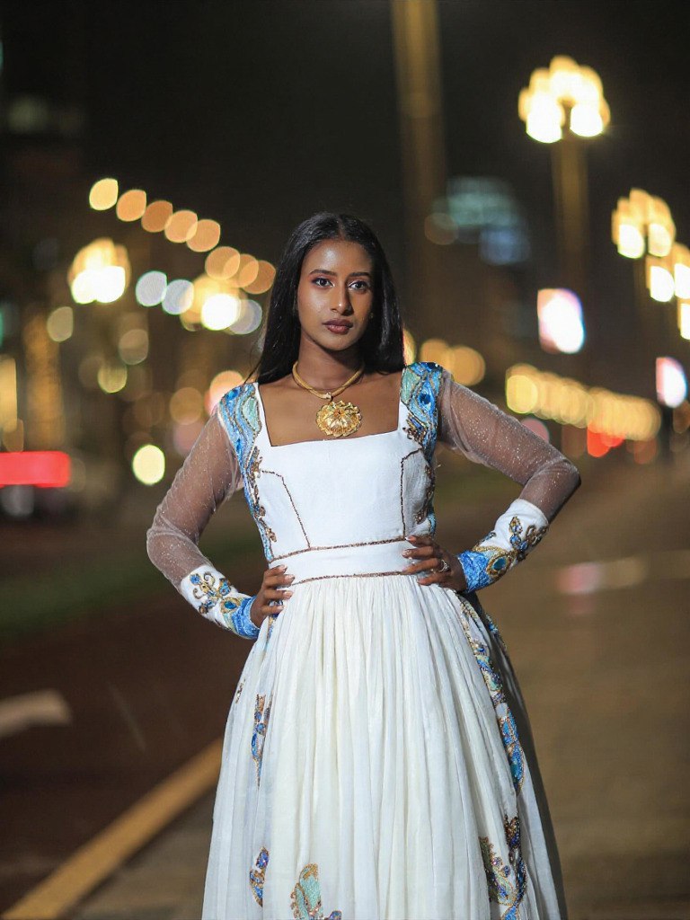 SITOTA TURQUOISE HABESHA DRESS | ETHIOPIAN TRADITIONAL DRESS FOR WOMEN | FESTIVE HABESHA KEMIS