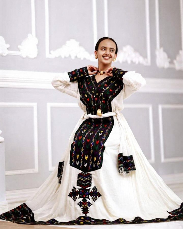 NUNIYAT MULTICOLORED EMBROIDERY HABESHA DRESS | TRADITIONAL ETHIOPIAN CLOTHING | TIMELESS HABESHA KEMIS