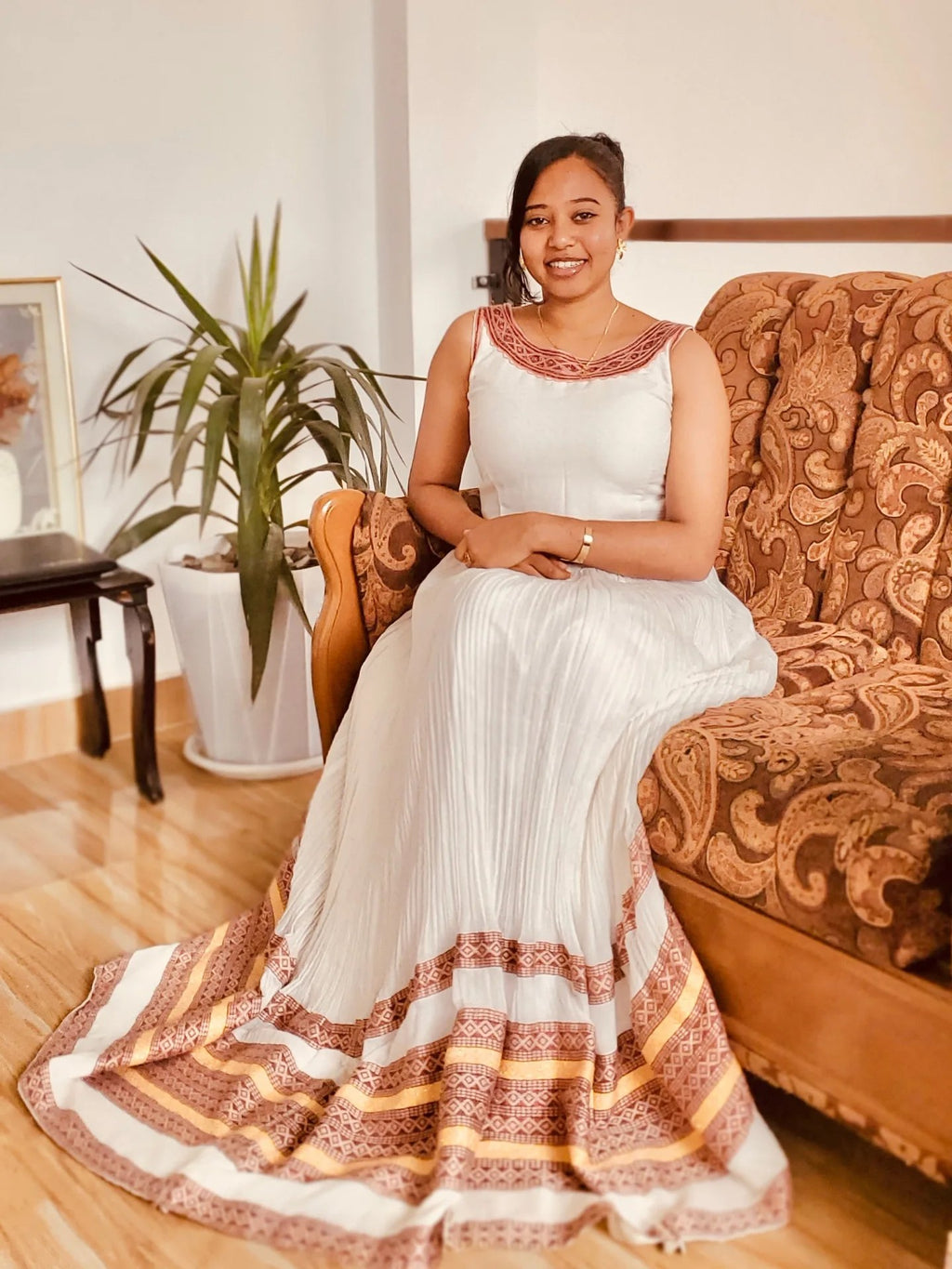 HIYAB SLEEVELESS HABESHA DRESS | TRADITIONAL ETHIOPIAN CLOTHING | CLASSIC DESIGN HABESHA KEMIS