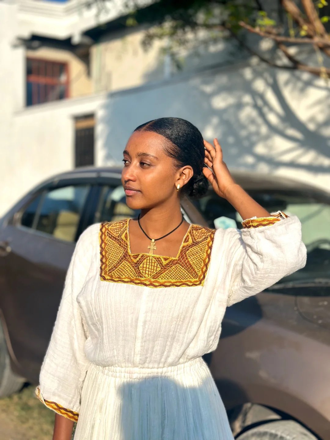 GELILA HANDWOVEN ETHIOPIAN CLOTHING | SIMPLE DESIGN HABESHA DRESS | CULTURAL HABESHA KEMIS