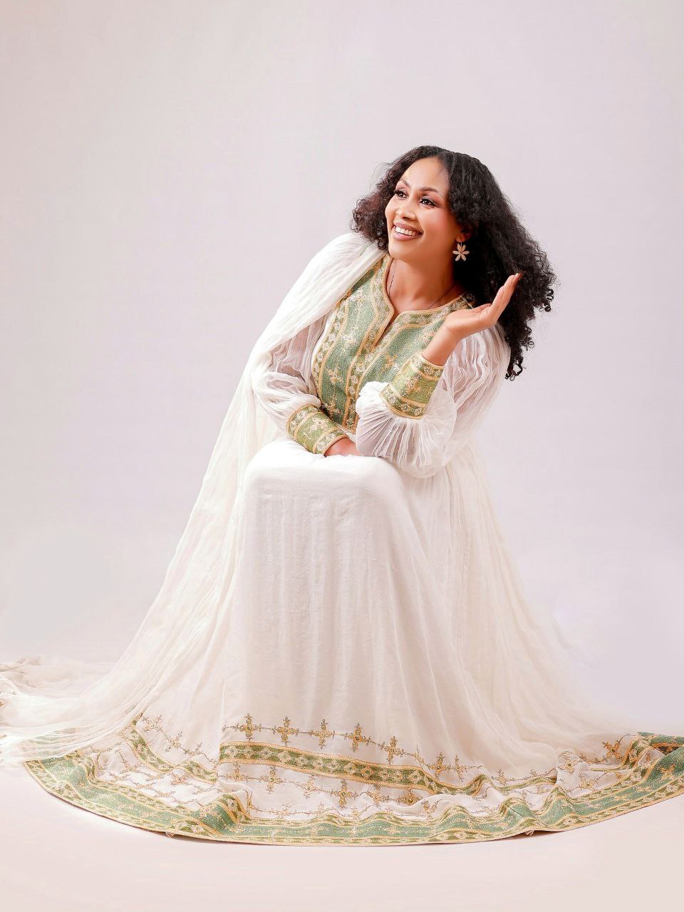 GENZEB TRADITIONAL ETHIOPIAN WEDDING DRESS | CLASSIC HABESHA KEMIS STYLE | BEAUTIFUL HABESHA DRESS