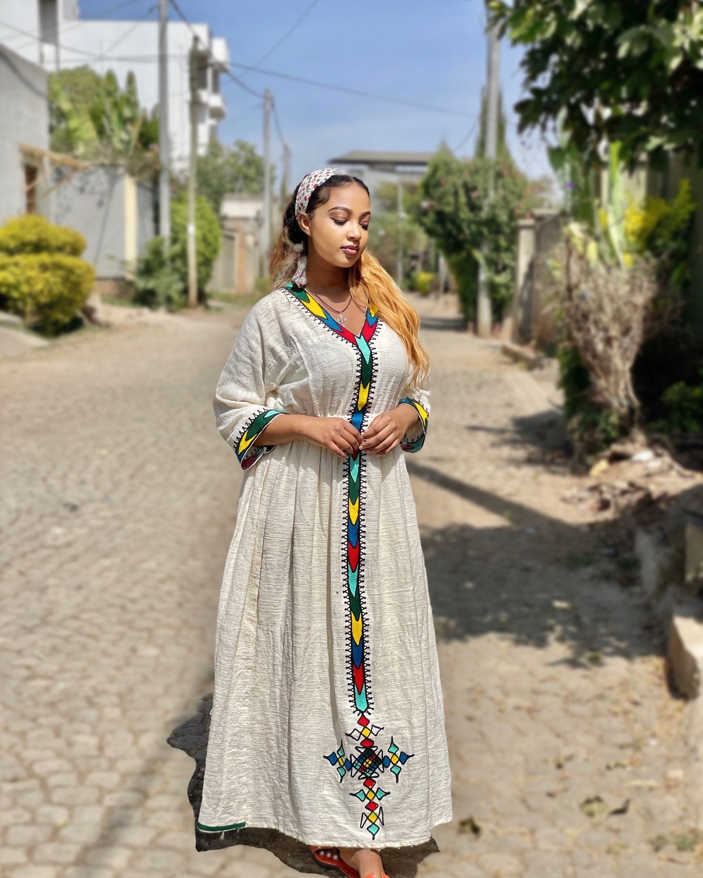 EDOM ETHIOPIAN CLOTHING | STYLISH HABESHA KEMIS | HANDWOVEN HABESHA DRESS