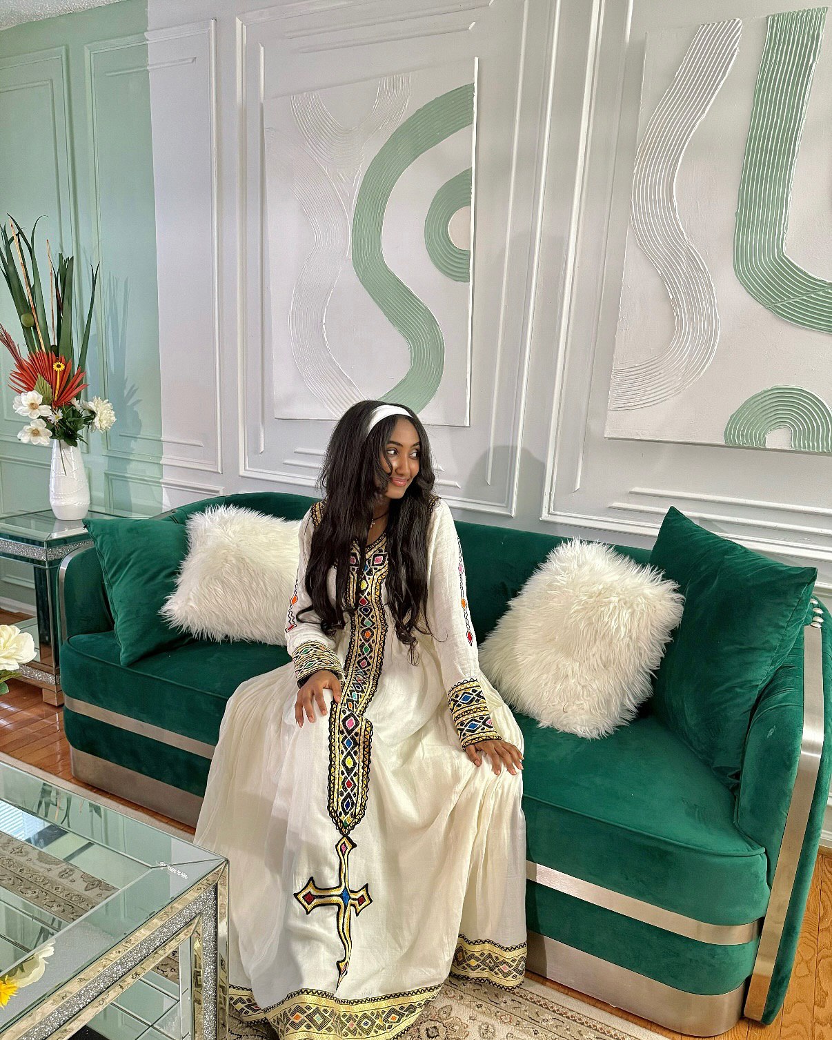 ETSEHIWET LONG SLEEVE HABESHA DRESS | GRACEFUL HABESHA DRESS | TRADITIONAL ETHIOPIAN DRESS & HABESHA CLOTH