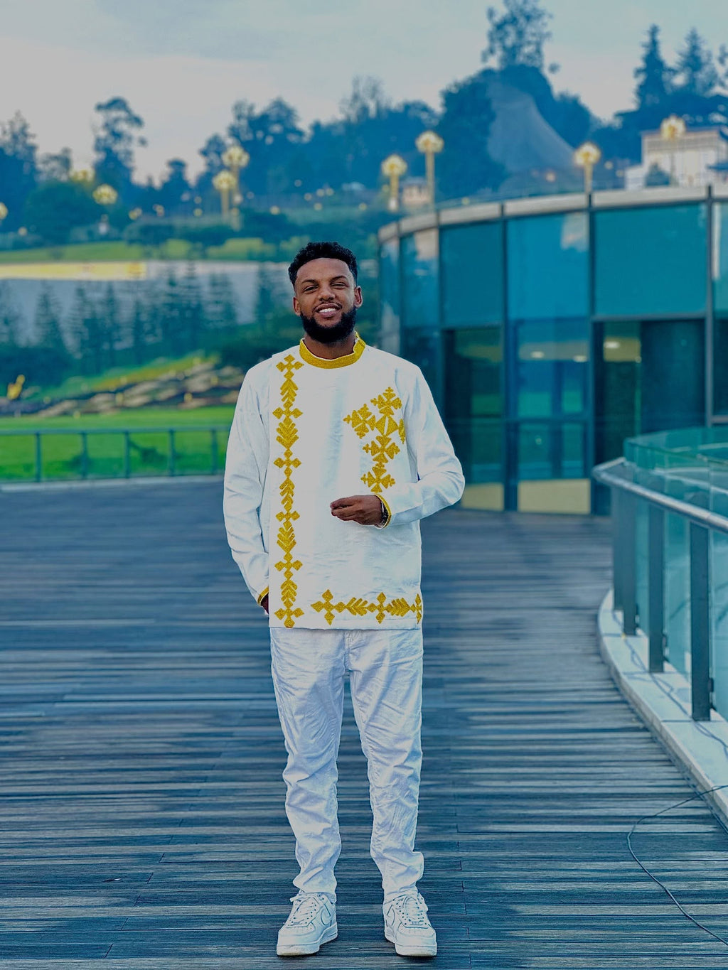MEN’S GOLDEN EMBROIDERY HABESHA SHIRT – ETHIOPIAN & ERITREAN TRADITIONAL ATTIRE
