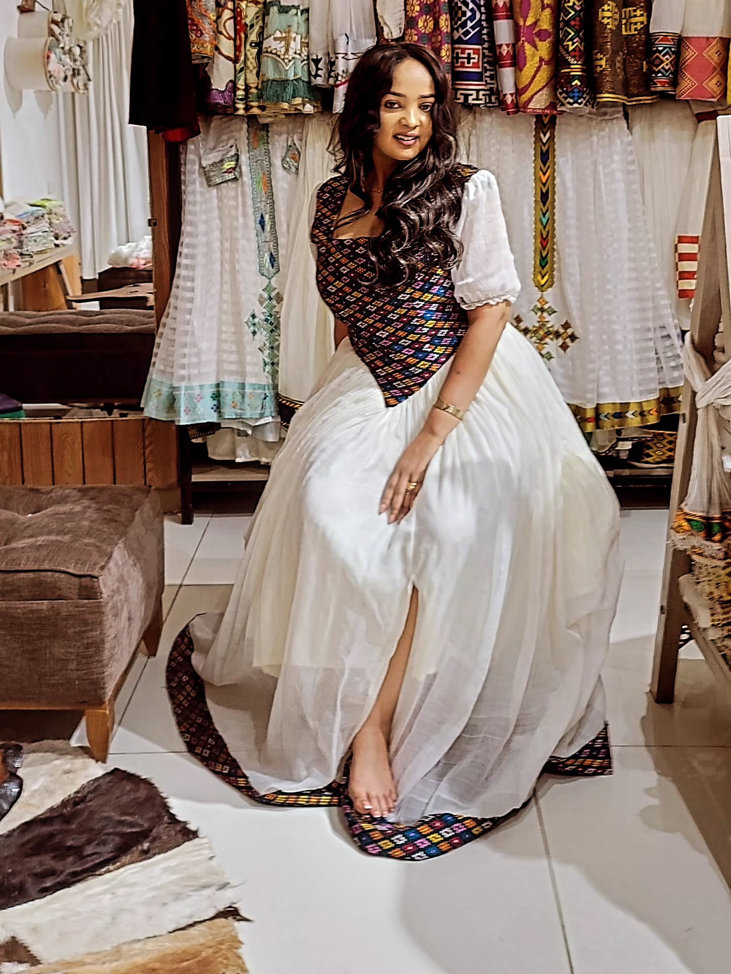 EJIGAYEW TRADITIONAL ETHIOPIAN DRESS | HABESHA DRESS & ETHIOPIAN TRADITIONAL CLOTHING | SHORT SLEEVE HABESHA KEMIS