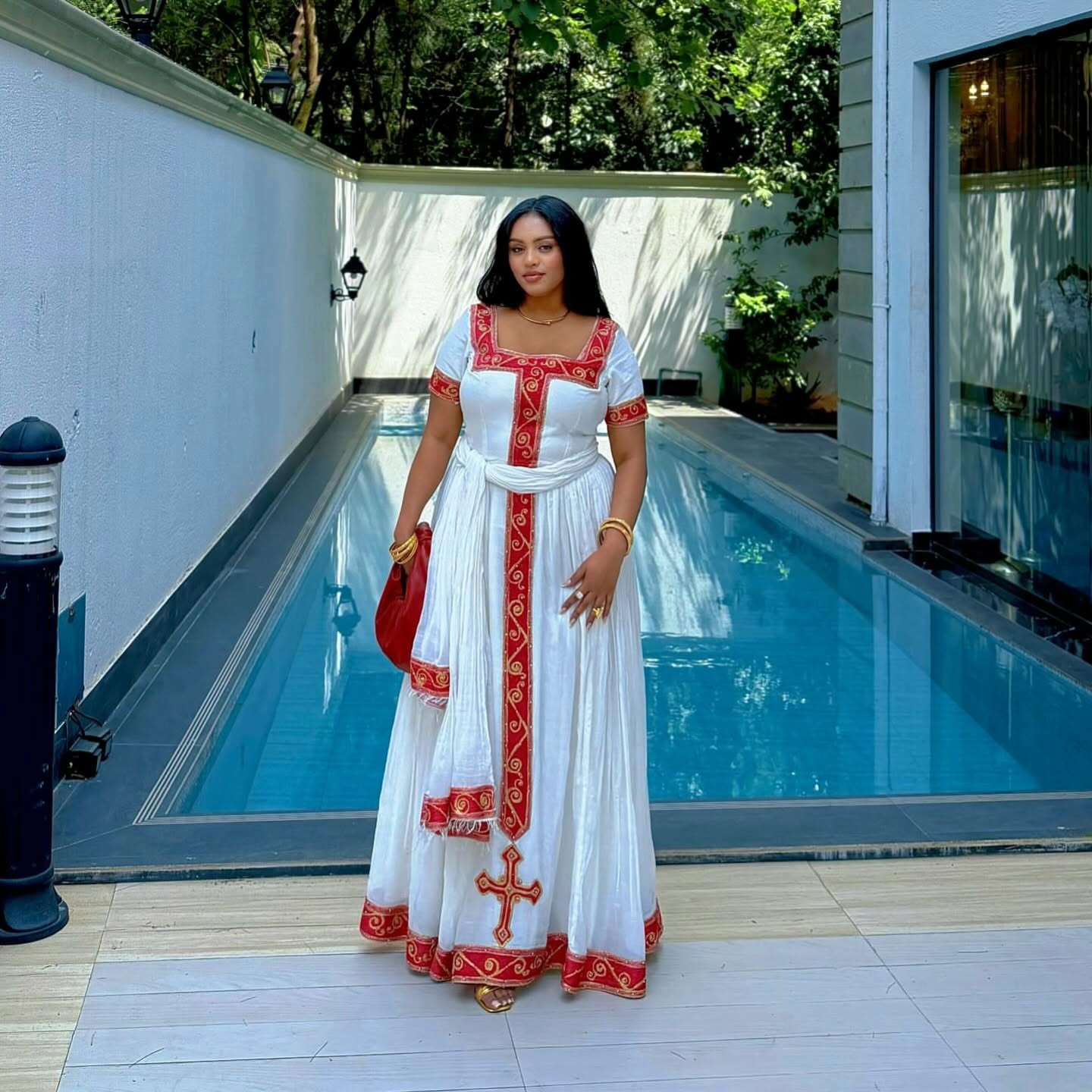 SELINA CLASSIC HABESHA DRESS | TIMELESS HABESHA KEMIS | SHORT SLEEVE TRADITIONAL ETHIOPIAN DRESS