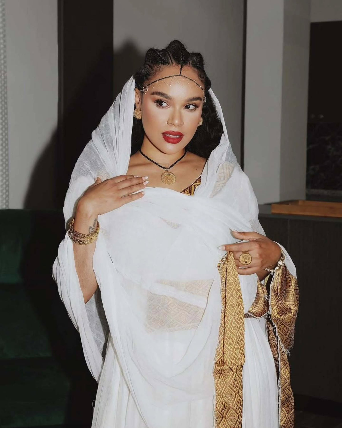 MILLEN GOLDEN ELEGANCE HABESHA KEMIS | LUXURIOUS TRADITIONAL ETHIOPIAN CLOTHING | GRACEFUL HABESHA DRESS