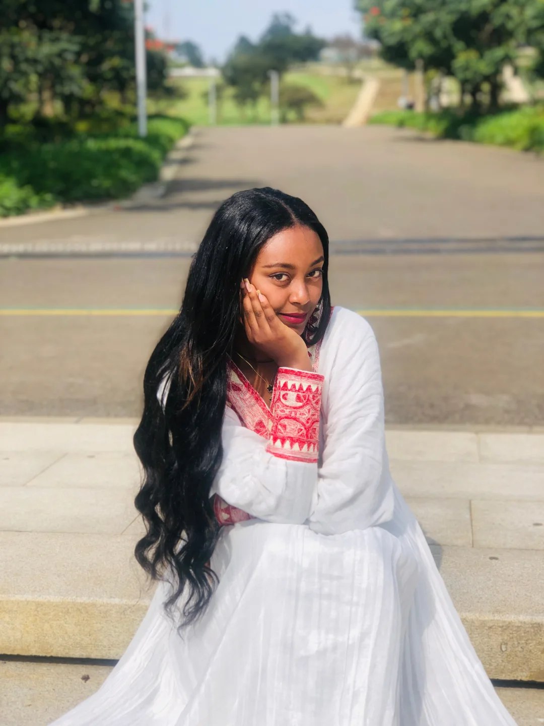 AWET RED WOVEN HABESHA KEMIS | HABESHA DRESS COLLECTION | ETHIOPIAN TRADITIONAL DRESS