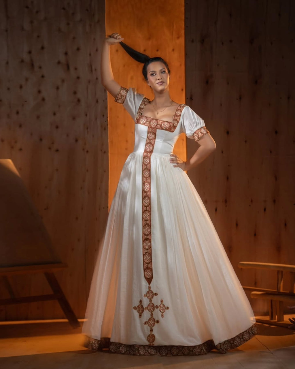 YIMEGNUSH HABESHA DRESS | SHORT SLEEVE HABESHA KEMIS | ETHIOPIAN DRESS COLLECTION