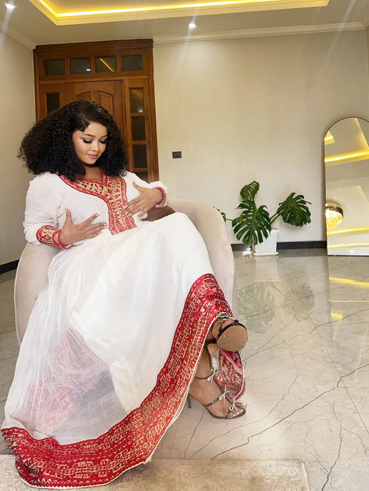 HABESHA DRESS – TIMELESS ETHIOPIAN DRESS WITH REFINED TRADITIONAL DETAILS