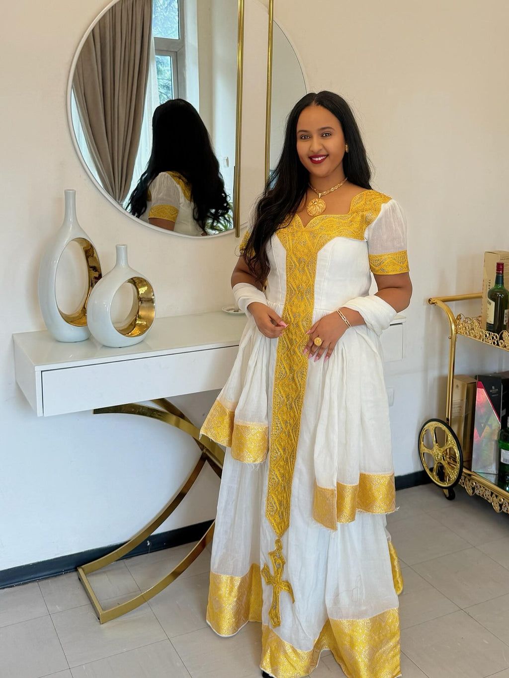 AMARECH ETHIOPIAN TRADITIONAL DRESS | VIBRANT HABESHA KEMIS | CLASSIC HABESHA DRESS