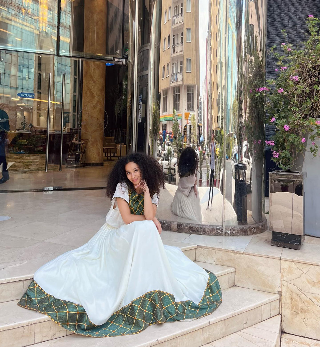 AMRAN PREMIUM HABESHA DRESS | TRADITIONAL ETHIOPIAN DRESS | HABESHA KEMIS FOR SPECIAL EVENTS