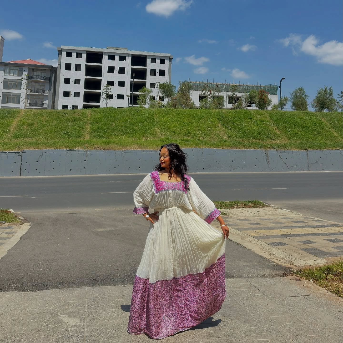 ROYAL PURPLE ACCENTED ETHIOPIAN HANDWOVEN BEAUTY