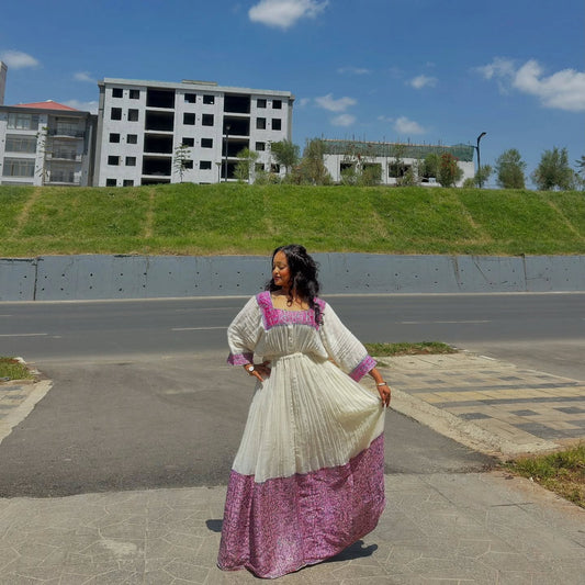 ROYAL PURPLE ACCENTED ETHIOPIAN HANDWOVEN BEAUTY