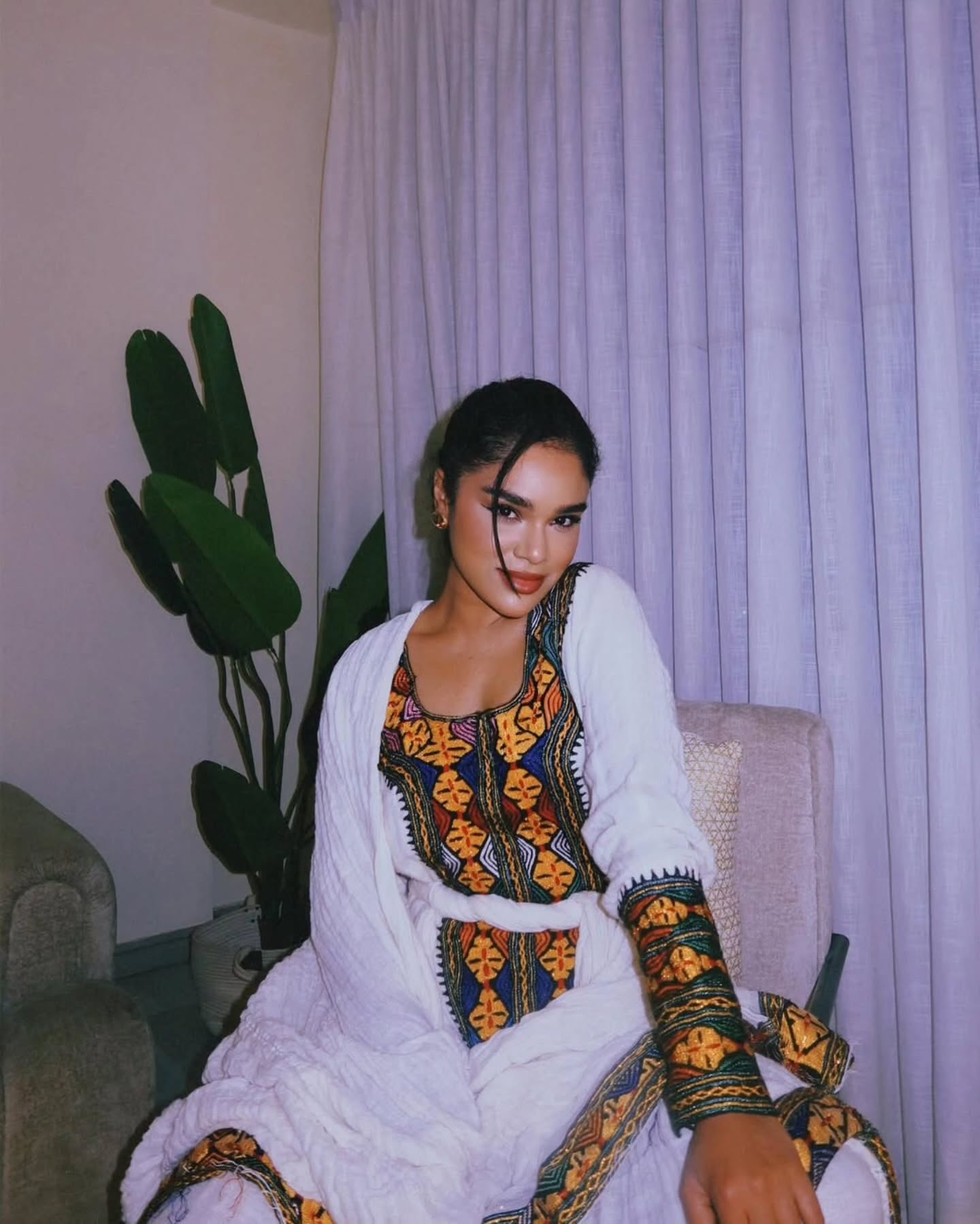 BETSEGA HANDCRAFTED CULTURAL ETHIOPIAN DRESS | MULTICOLOR EMBROIDERY HABESHA DRESS | INTRICATE DETAIL HABESHA KEMIS