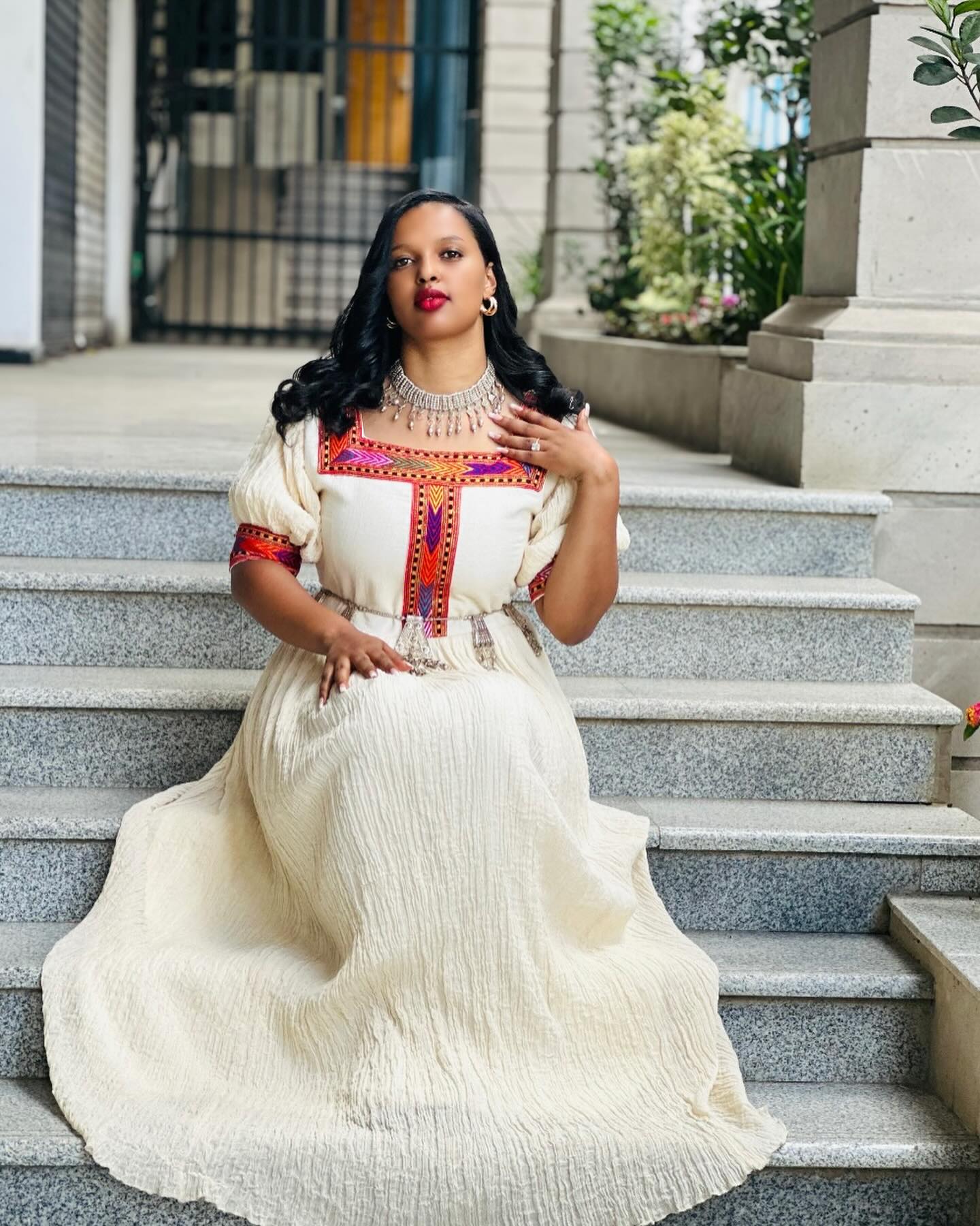 BIZUYE HANDWOVEN HABESHA KEMIS | SHORT SLEEVE HABESHA DRESS | CULTURAL ETHIOPIAN DRESS