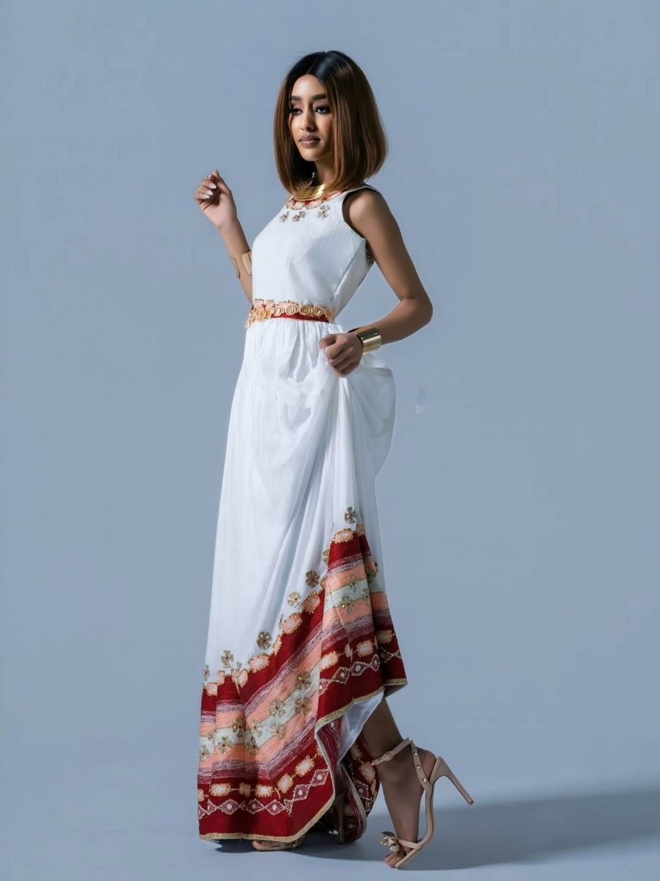 DIBABNESH HABESHA KEMIS INSPIRED |SLEEVELESS HABESHA DRESS | ETHIOPIAN TRADITIONAL CLOTHING