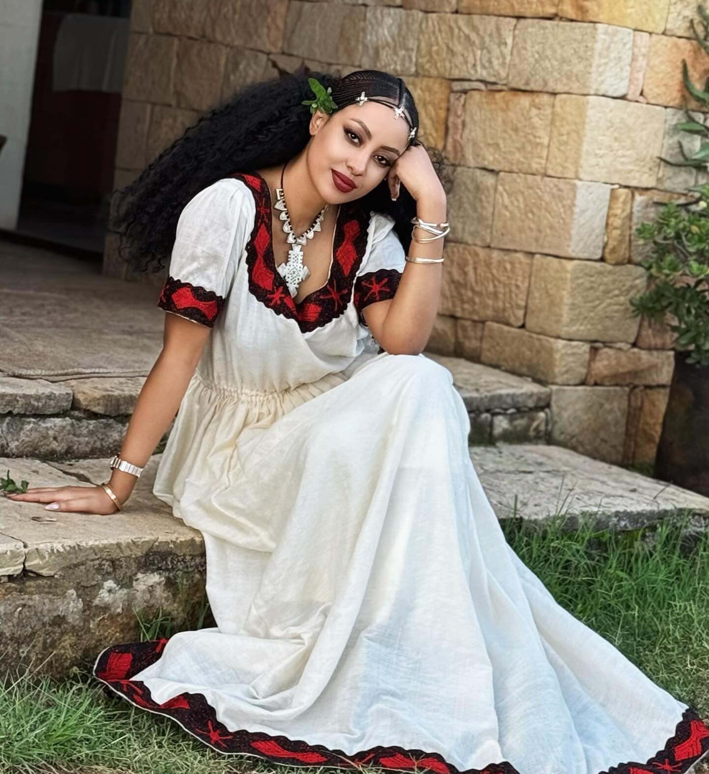 SHORT SLEEVE HABESHA DRESS - ETHIOPIAN WEDDING DRESS
