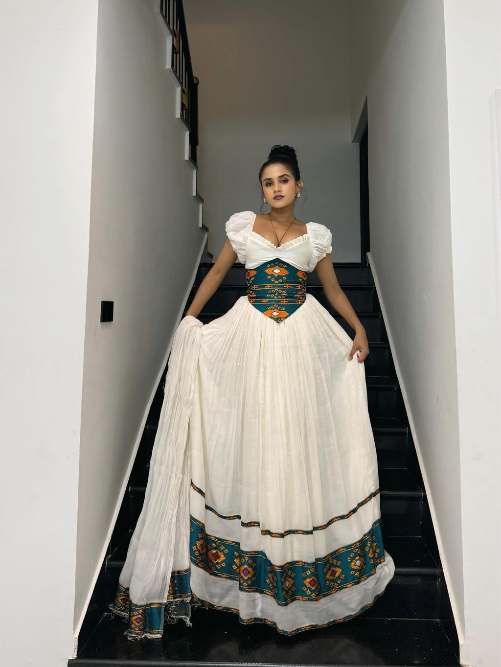 MIRA PUFF SLEEVE HABESHA KEMIS | BEAUTIFUL DESIGN HABESHA DRESS | STYLISH ETHIOPIAN CLOTHING