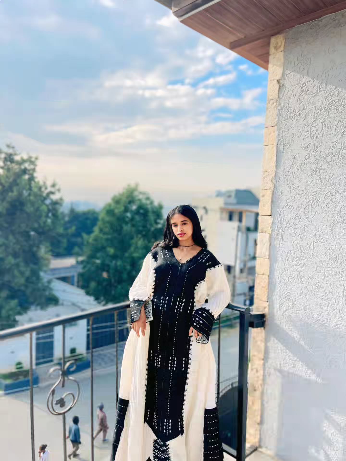 TIBAREK BLACK AND IVORY HABESHA DRESS | ETHIOPIAN DRESS HERITAGE | LONG SLEEVE HABESHA KEMIS