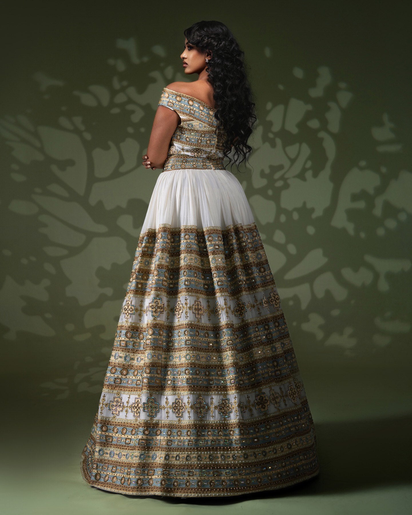 KIBNESH OFF SHOULDER HABESHA DRESS | ETHIOPIAN WEDDING DRESS | LUXURY HABESHA KEMIS