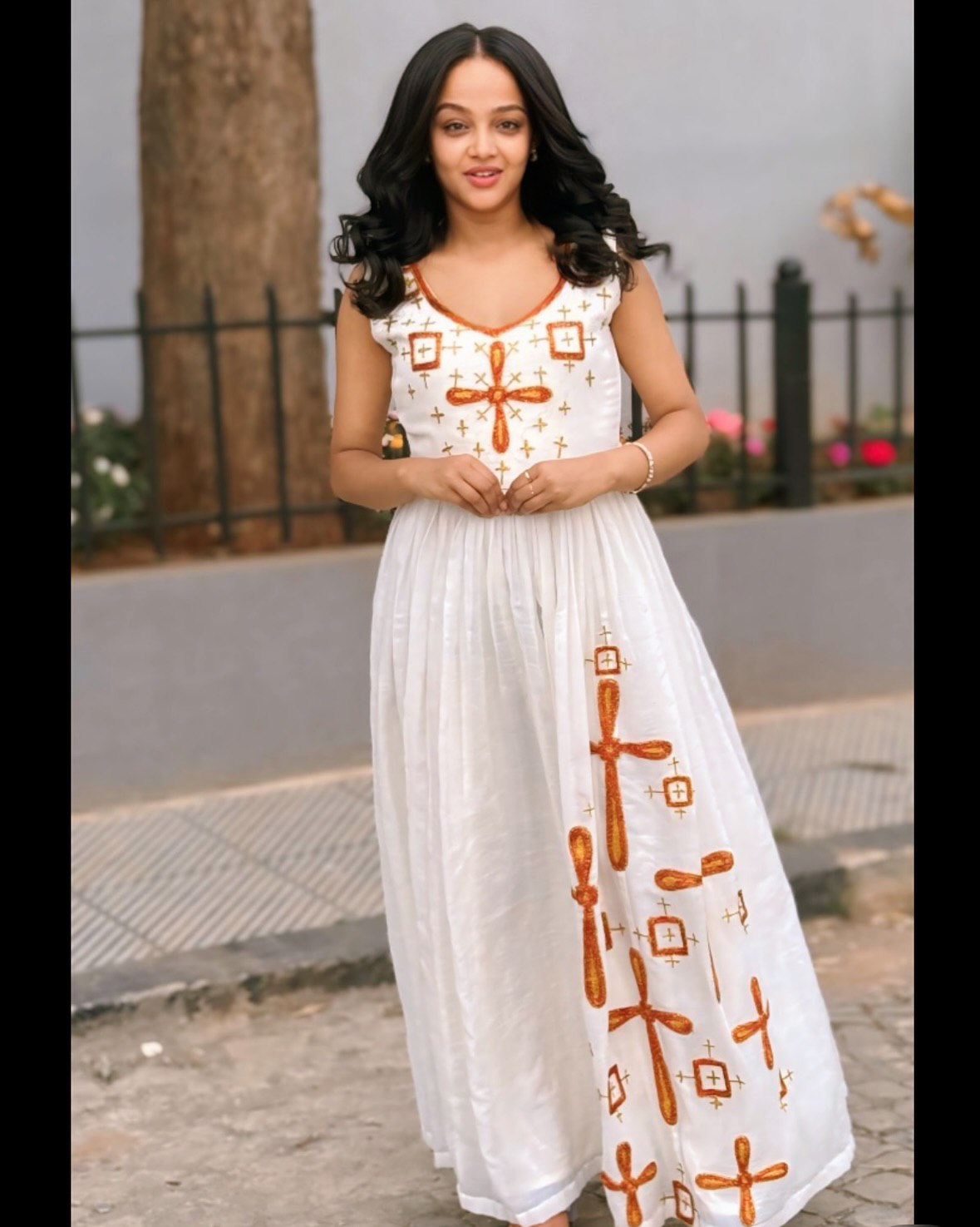 ZUFAN SLEEVELESS HABESHA DRESS | CROSS EMBROIDERY HABESHA KEMIS | ETHIOPIAN CLOTHING TRADITION
