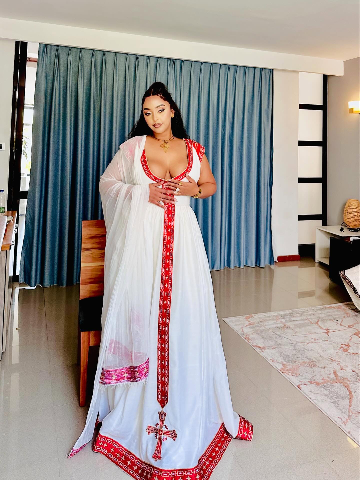 KULENI TRADITIONAL HABESHA DRESS | ETHIOPIAN CLOTHING FOR WOMEN | ETHIOPIAN HABESHA KEMIS