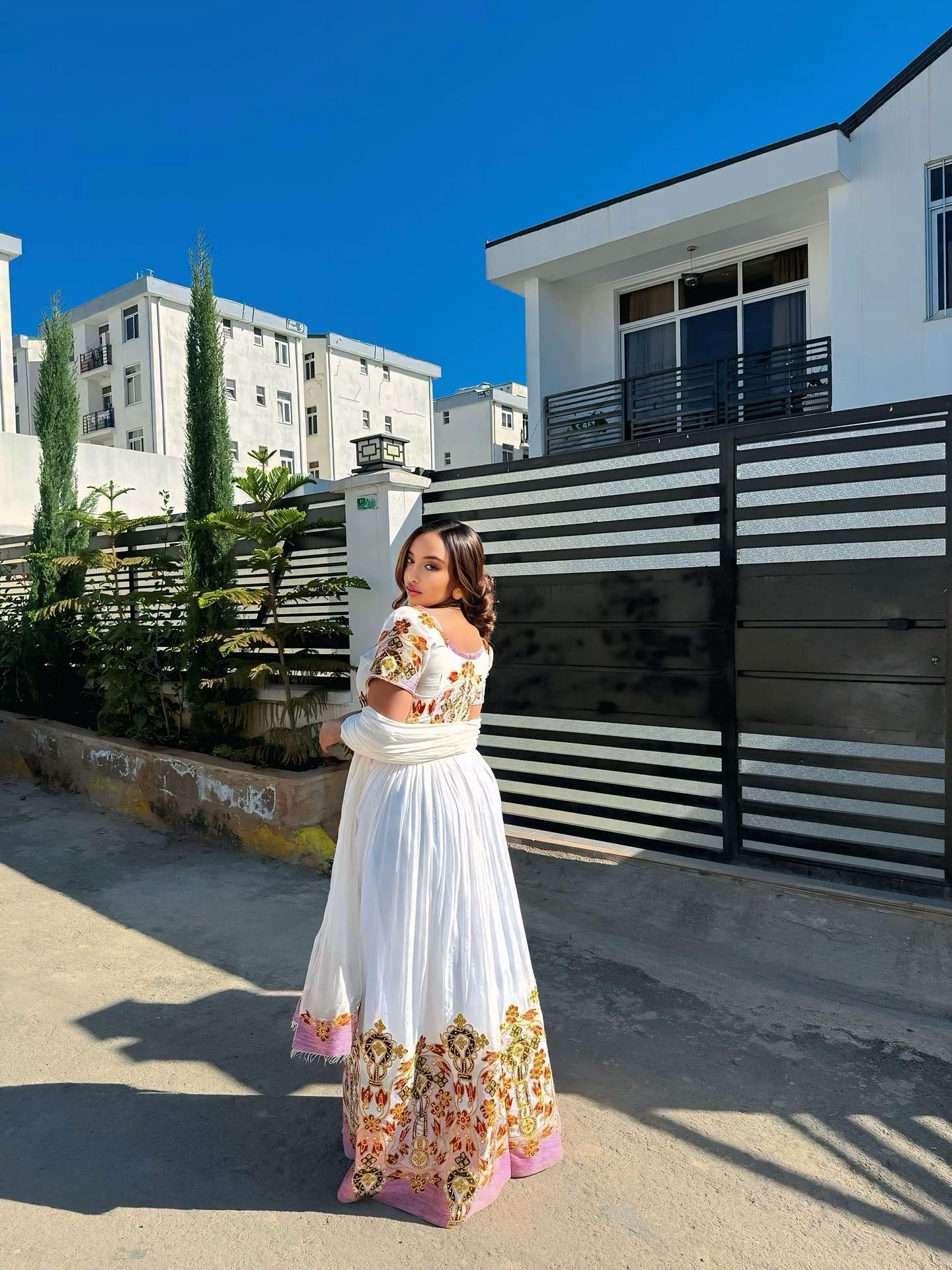 MISLE COLORFUL ETHIOPIAN DRESS | SHORT SLEEVE HABESHA KEMIS | TRADITIONAL HABESHA DRESS STYLE