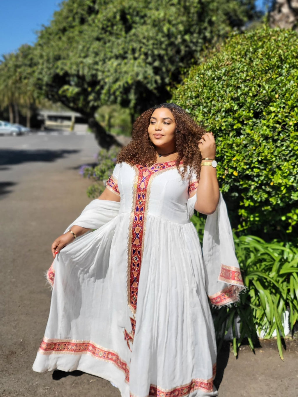 RHOBOT SHORT SLEEVE HABESHA DRESS | VIBRANT HABESHA KEMIS | TRADITIONAL ETHIOPIAN CLOTHING FOR EVENT
