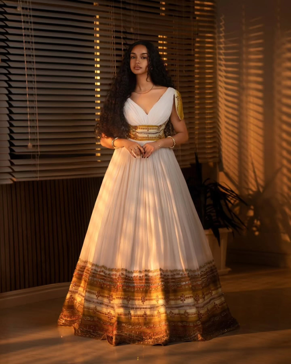 ETHIOPIAN CLOTHING STYLE HABESHA KEMIS FOR TRADITIONAL WEDDING AND CEREMONIAL WEAR