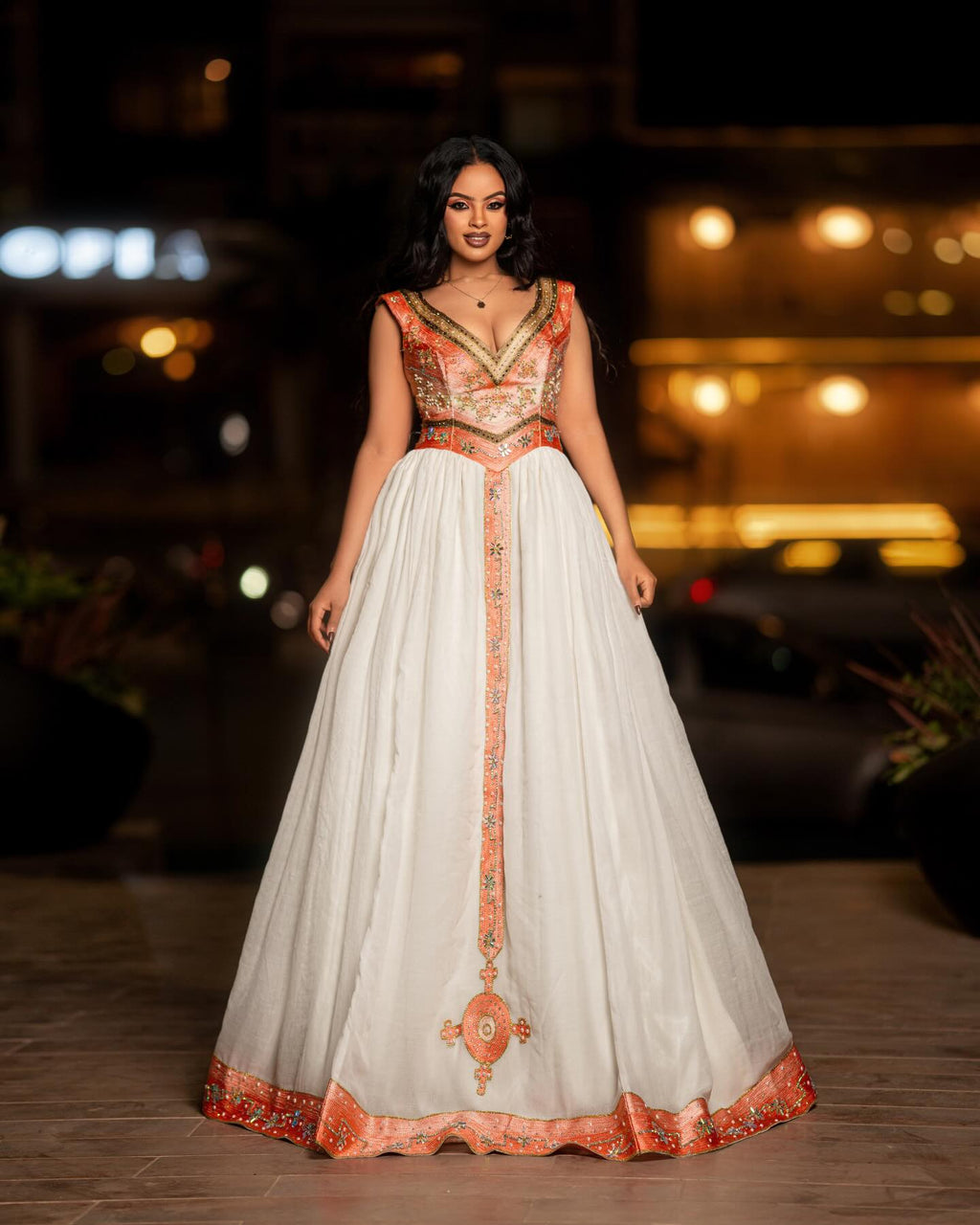 KURAT ORNATE DETAILING HABESHA KEMIS | ETHIOPIAN WEDDING DRESS | GRACEFUL HABESHA DRESS FOR WEDDING