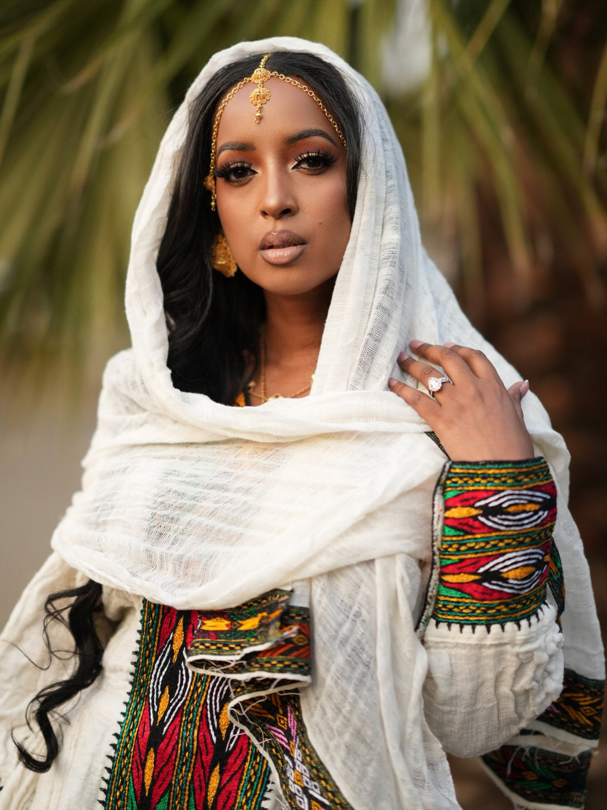 NETSITA TRADITIONAL HABESHA DRESS | LONG SLEEVE HABESHA KEMIS | COLORFUL EMBROIDERY ETHIOPIAN DRESS