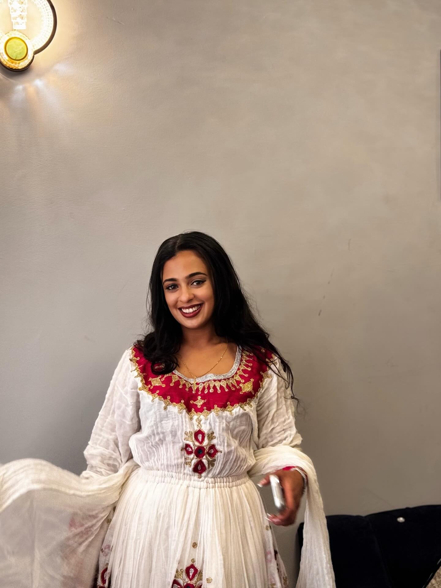 MUSHRIT RED PATTERN ETHIOPIAN DRESS | LONG SLEEVE HABESHA KEMIS | VIBRANT HABESHA DRESS FOR EVENT
