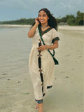 HABESHA KEMIS SHORT SLEEVE HABESHA DRESS WITH BLACK EMBROIDERY AND CROSS DESIGN ETHIOPIAN TRADITIONAL DRESS