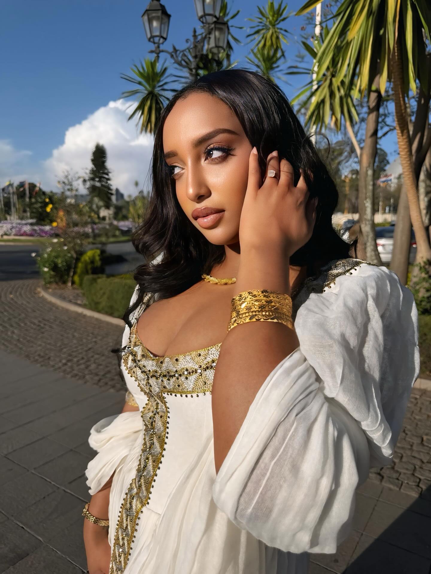 HIDASE LUXURIOUS HABESHA DRESS | ETHIOPIAN TRADITIONAL DRESS | PUFF SLEEVE HABESHA KEMIS DESIGN