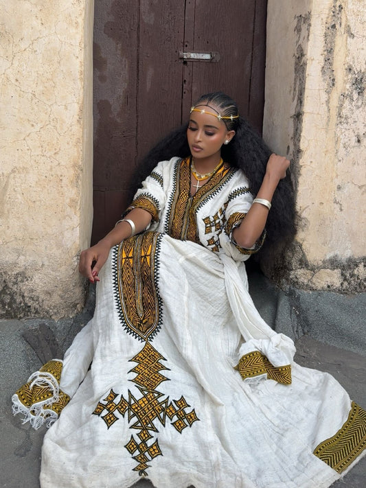 HABESHA KEMIS WITH GOLDEN EMBROIDERY | STUNNING HABESHA DRESS COLLECTION | ETHIOPIAN TRADITIONAL DRESS FOR CELEBRATIONS