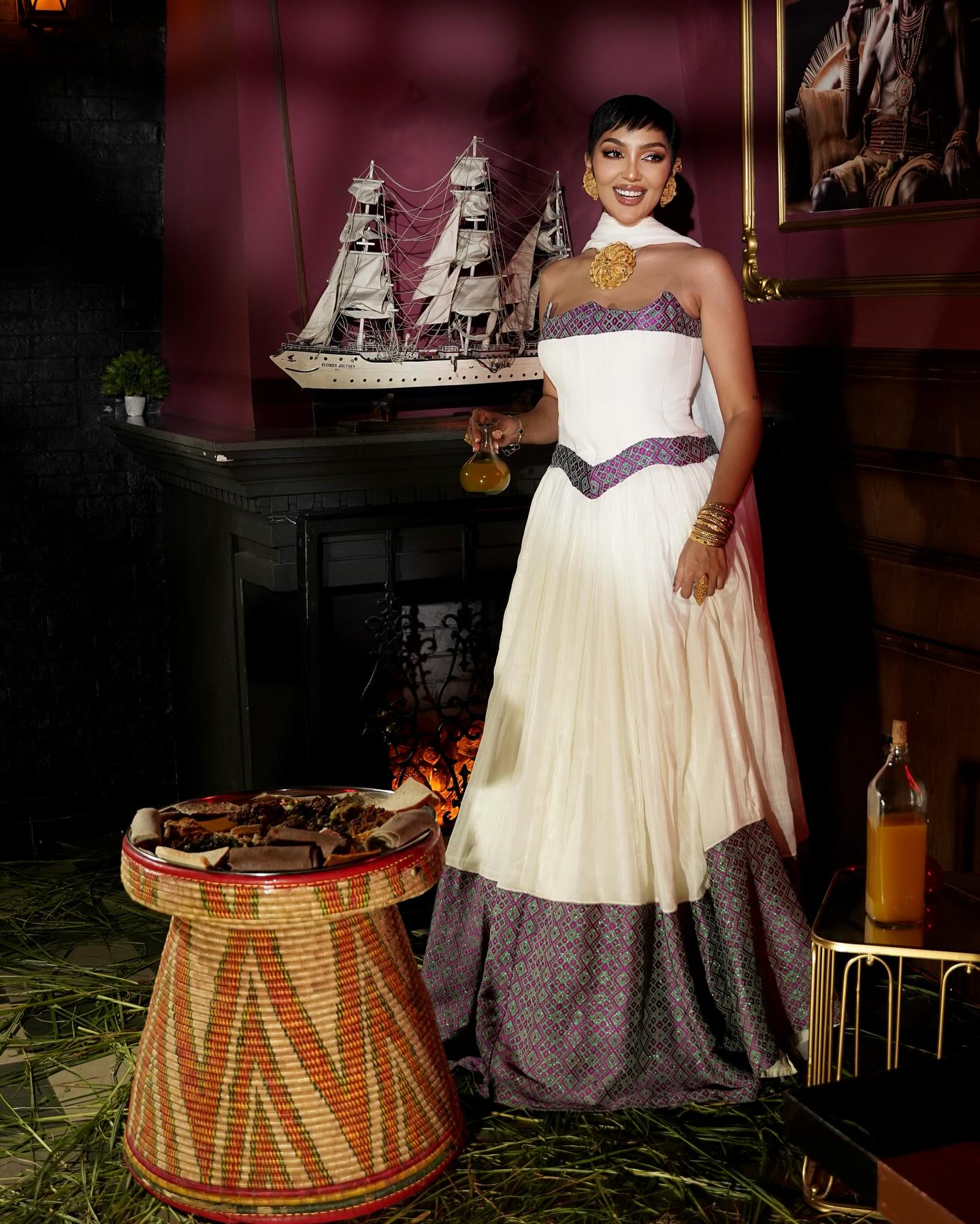 JUDI BEAUTIFUL ETHIOPIAN CLOTHING | GRACEFUL HABESHA KEMIS | OFF-SHOULDER HABESHA DRESS