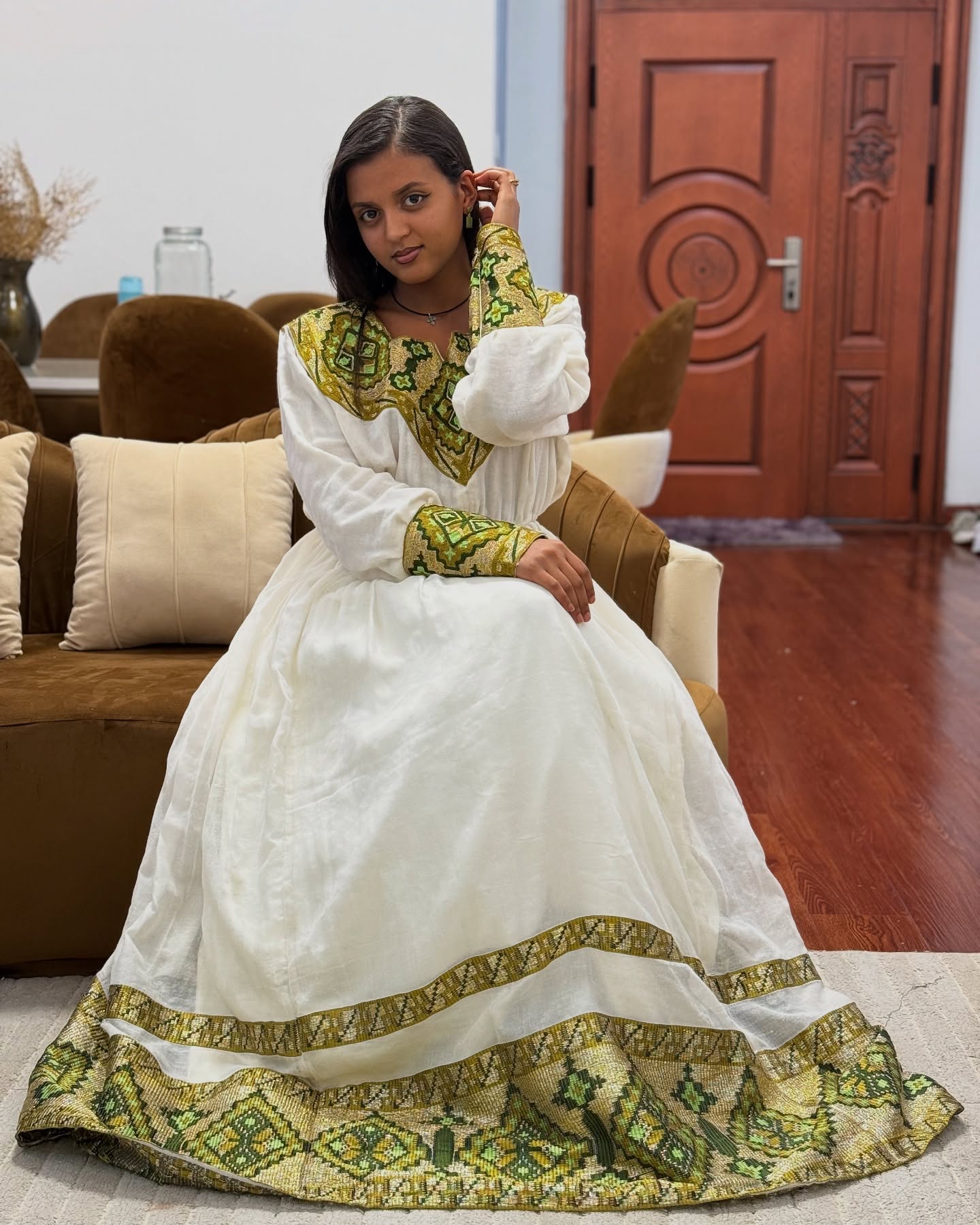 SEMHAR STUNNING HABESHA KEMIS | LONG SLEEVE HABESHA DRESS | MULTICOLOR WOVEN HABESHA KEMIS