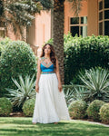 SLEEVELESS HABESHA DRESS WITH BLUE BODICE – ELEGANT TRADITIONAL ETHIOPIAN CLOTHING