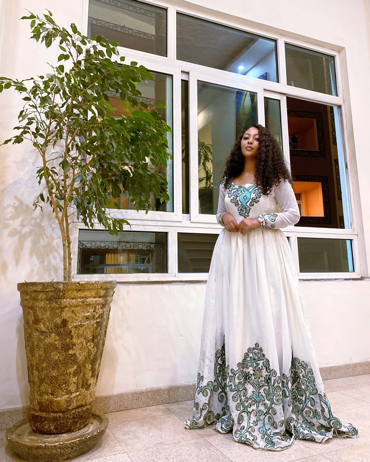 SHITA LONG SLEEVE HABESHA DRESS | HAND-EMBROIDERED DETAIL HABESHA KEMIS | CLASSIC ETHIOPIAN DRESS