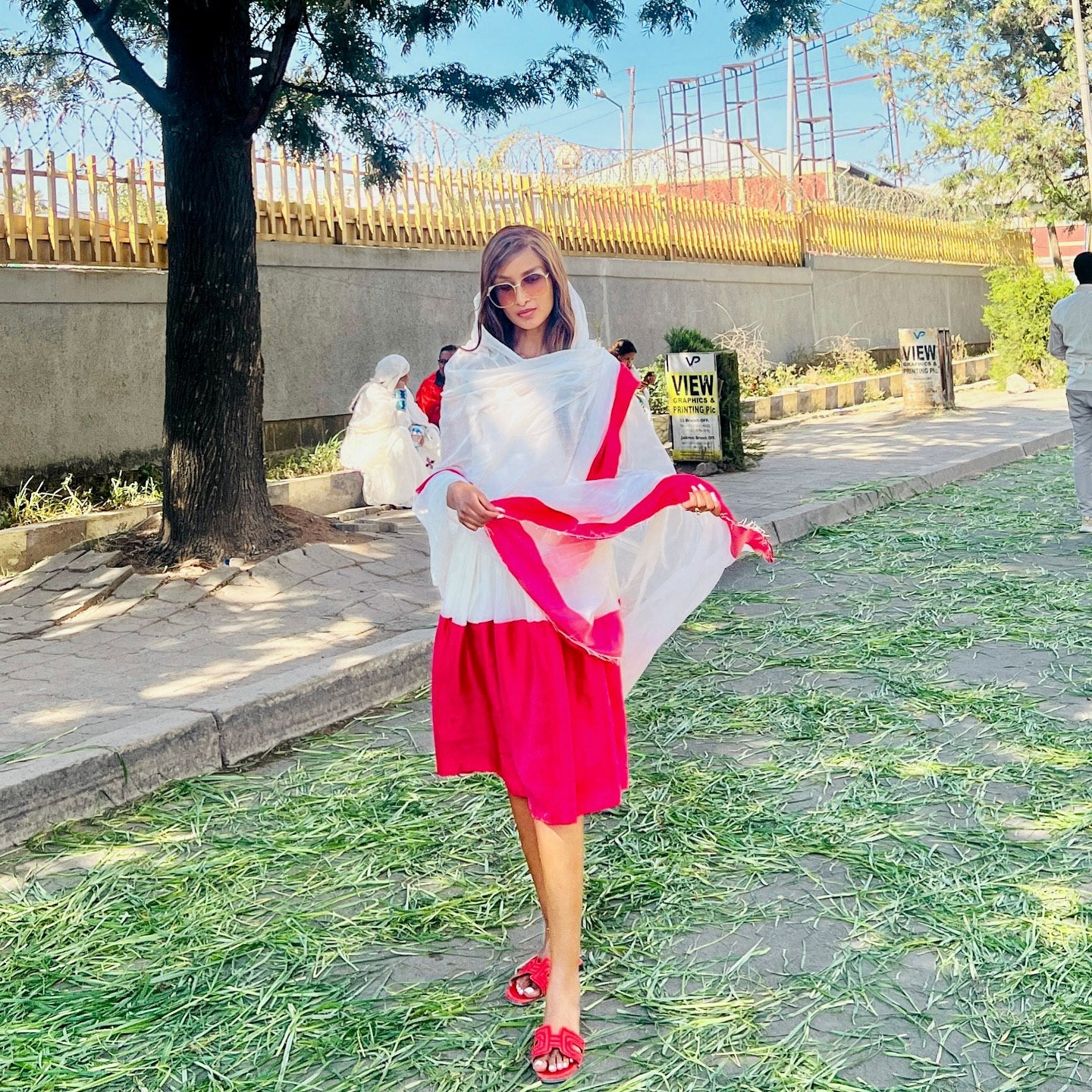 WEGEN STYLISH SHORT HABESHA DRESS | MODERN ETHIOPIAN TRADITIONAL WEAR | RED TIBEB HABESHA KEMIS DESIGN