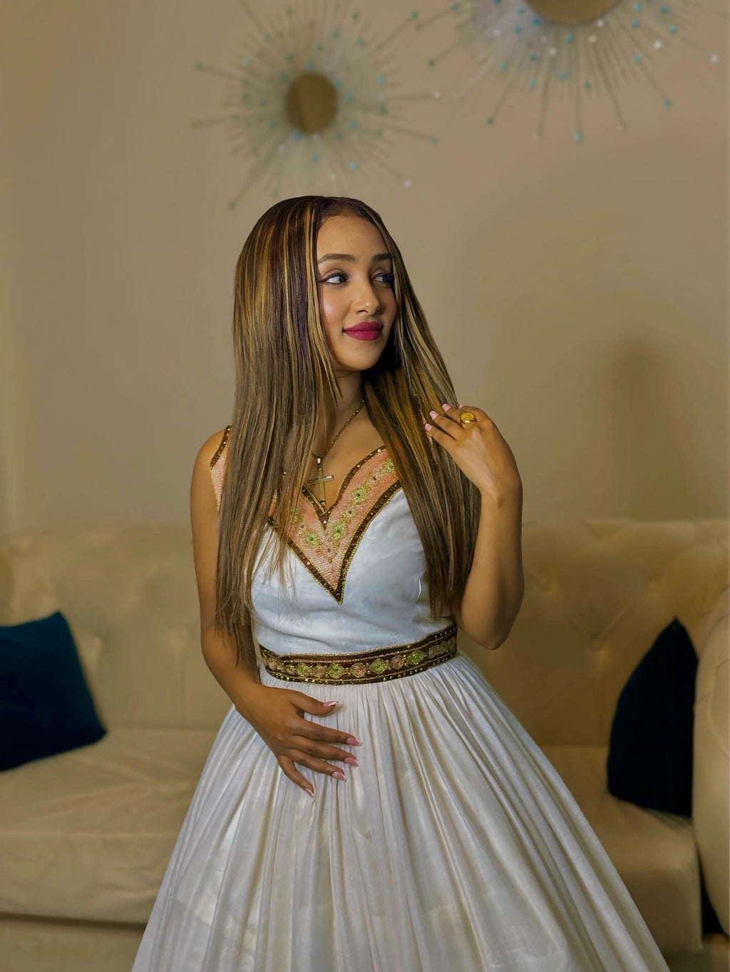 AYAL TRADITIONAL ETHIOPIAN WEDDING DRESS | HABESHA DRESS FOR BRIDES | CROSS EMBROIDERY HABESHA KEMIS